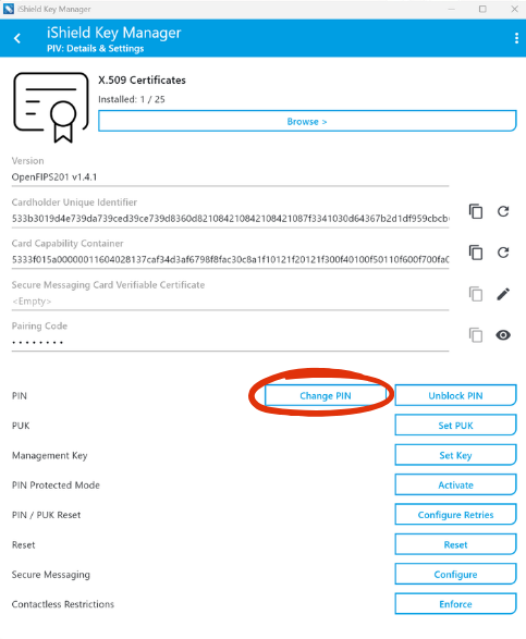 Change Pin