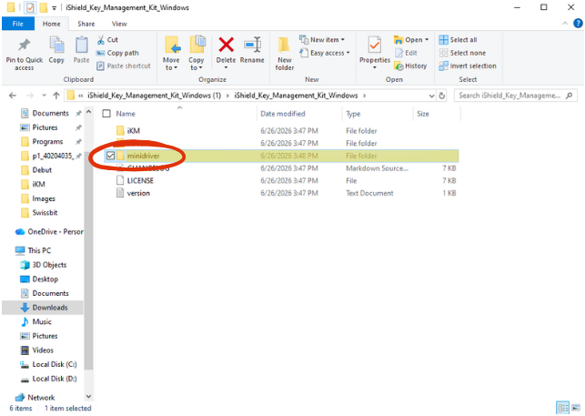 Install Swissbit Minidriver