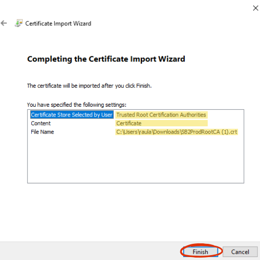 Import SB2 Certificate