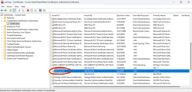 Import SB2 Certificate