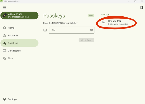 Yubikey Change PIN