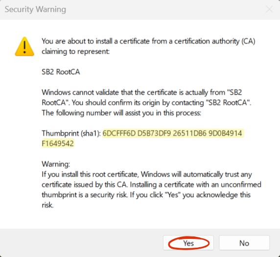 Import SB2 Certificate