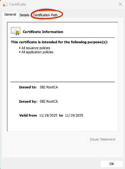 Import SB2 Certificate