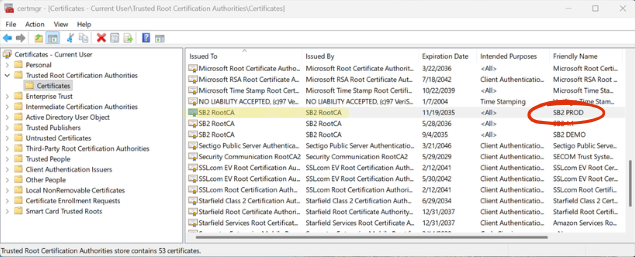 Import SB2 Certificate