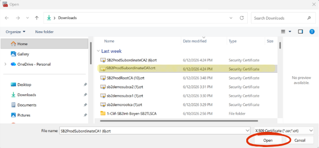 Import SB2 Certificate