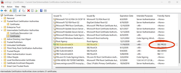 Import SB2 Certificate